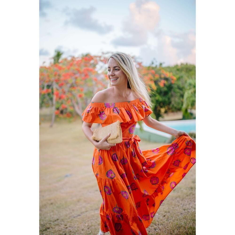 la double j yacht off shoulder dress orange Small(US4) - Picture 6 of 11